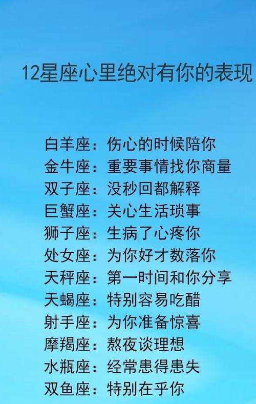 白羊男心中有你的表现 男人心里有你表现