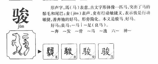 骏字五行属什么 骏字男孩名字大全 骏可以做人名吗