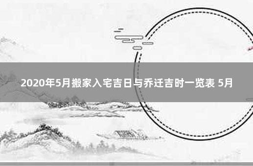 2020年5月搬家入宅吉日与乔迁吉时一览表 5月搬家黄道吉日查询2021年