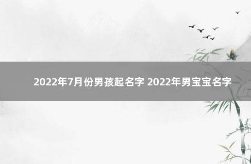 2022年7月份男孩起名字 2022年男宝宝名字