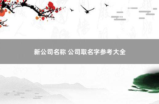 新公司名称 公司取名字参考大全