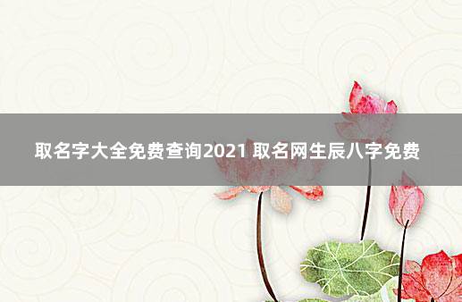 取名字大全免费查询2021 取名网生辰八字免费