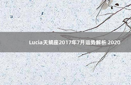 Lucia天蝎座2017年7月运势解析 2020年双鱼座全年运势