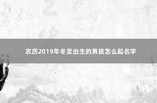 农历2019年冬至出生的男孩怎么起名字