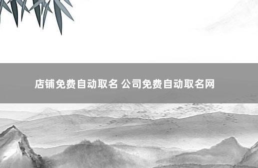 店铺免费自动取名 公司免费自动取名网