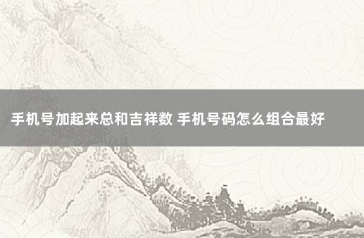 手机号加起来总和吉祥数 手机号码怎么组合最好