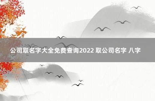 公司取名字大全免费查询2022 取公司名字 八字 免费