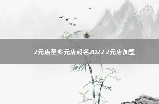 2元店至多元店起名2022 2元店加盟