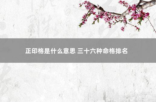 正印格是什么意思 三十六种命格排名