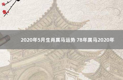 2020年5月生肖属马运势 78年属马2020年运势