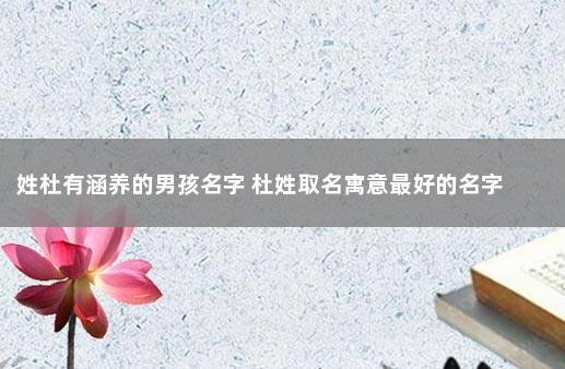 姓杜有涵养的男孩名字 杜姓取名寓意最好的名字