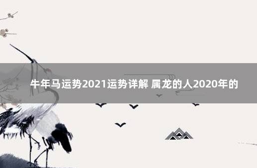 牛年马运势2021运势详解 属龙的人2020年的运势及运程