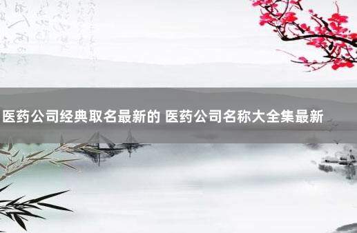 医药公司经典取名最新的 医药公司名称大全集最新