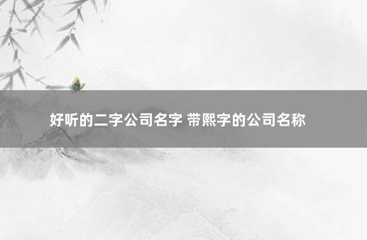 好听的二字公司名字 带熙字的公司名称