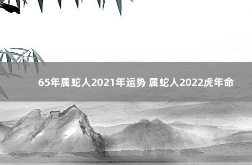 65年属蛇人2021年运势 属蛇人2022虎年命运