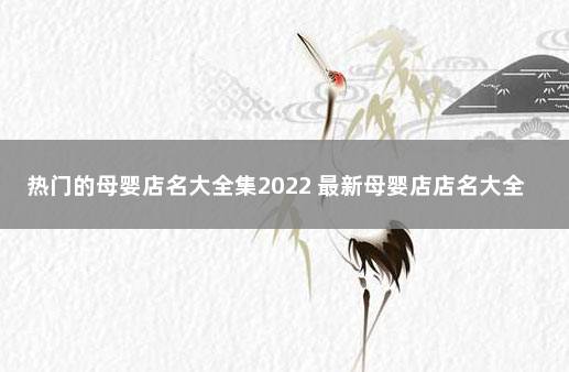 热门的母婴店名大全集2022 最新母婴店店名大全