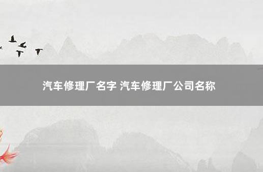 汽车修理厂名字 汽车修理厂公司名称