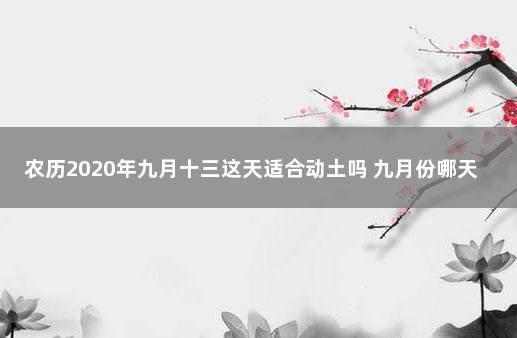 农历2020年九月十三这天适合动土吗 九月份哪天适合动土装修