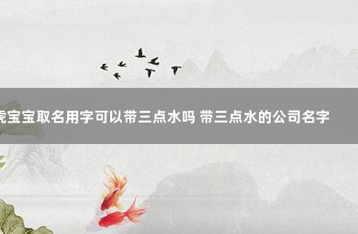 虎宝宝取名用字可以带三点水吗 带三点水的公司名字