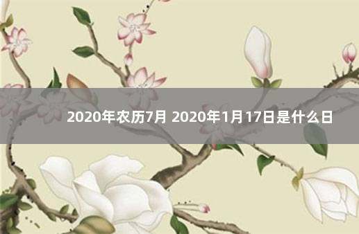 2020年农历7月 2020年1月17日是什么日子