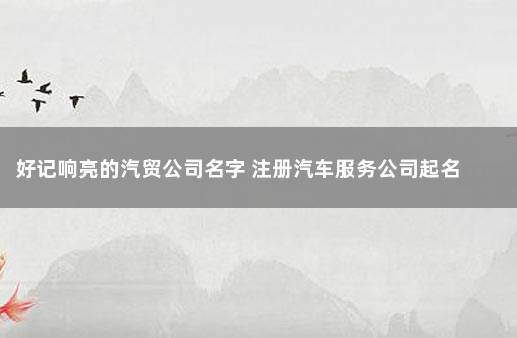 好记响亮的汽贸公司名字 注册汽车服务公司起名