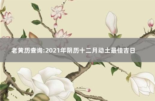 老黄历查询:2021年阴历十二月动土最佳吉日  2020老黄历吉日查询