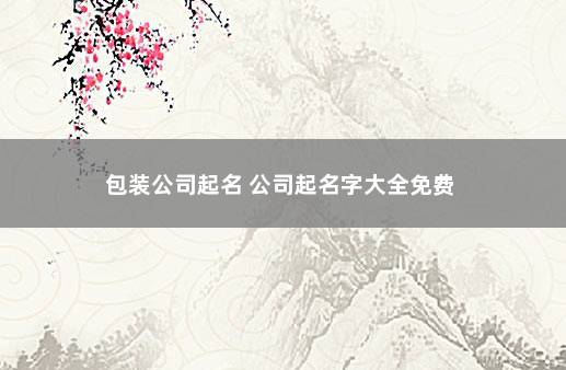 包装公司起名 公司起名字大全免费