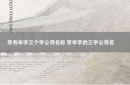 带有华字三个字公司名称 带华字的三字公司名