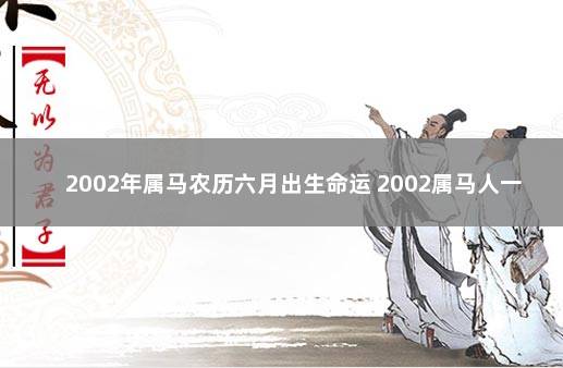 2002年属马农历六月出生命运 2002属马人一生的命运如何