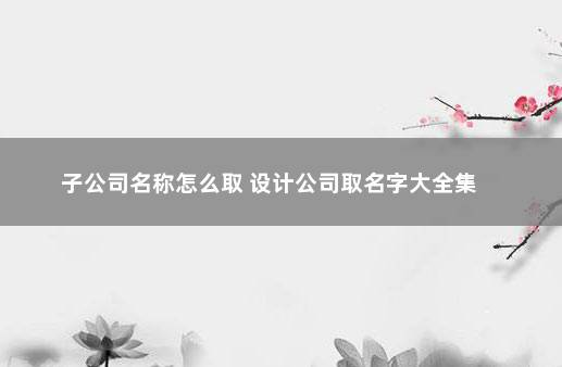 子公司名称怎么取 设计公司取名字大全集