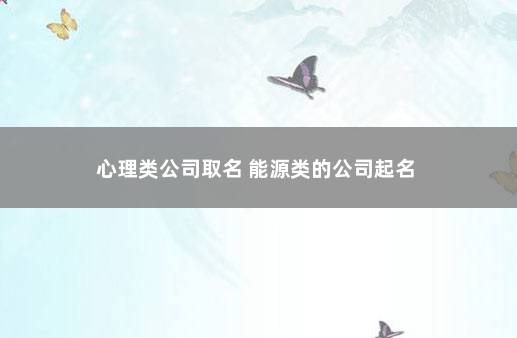 心理类公司取名 能源类的公司起名