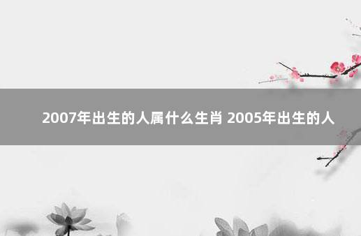 2007年出生的人属什么生肖 2005年出生的人属什么生肖