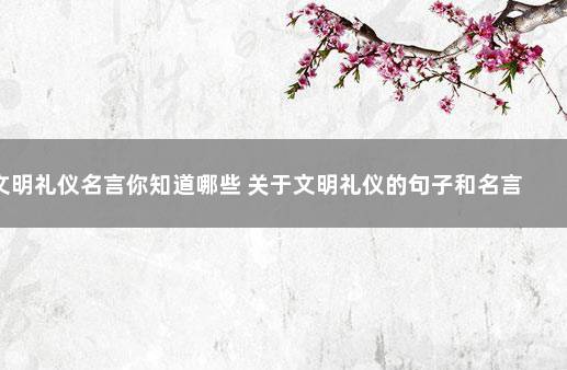 文明礼仪名言你知道哪些 关于文明礼仪的句子和名言