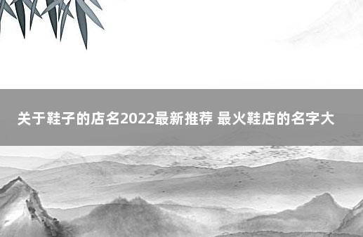 关于鞋子的店名2022最新推荐 最火鞋店的名字大全2个字