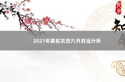 2021年属蛇农历六月财运分析