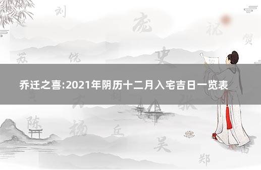 乔迁之喜:2021年阴历十二月入宅吉日一览表  入宅和乔迁之喜有什么区别