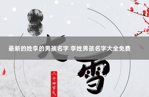 最新的姓李的男孩名字 李姓男孩名字大全免费