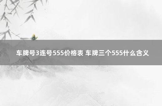 车牌号3连号555价格表 车牌三个555什么含义