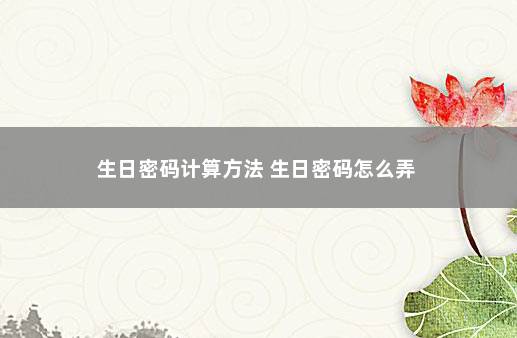 生日密码计算方法 生日密码怎么弄