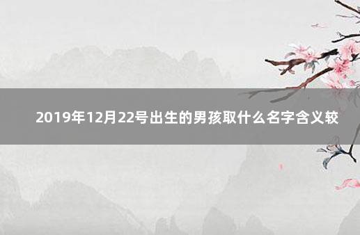 2019年12月22号出生的男孩取什么名字含义较好 农历11月22日出生叫什么名字好