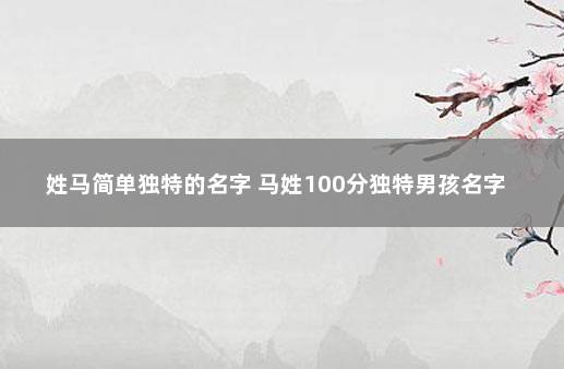 姓马简单独特的名字 马姓100分独特男孩名字