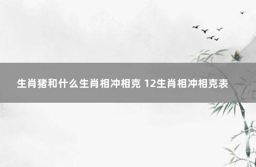 生肖猪和什么生肖相冲相克 12生肖相冲相克表