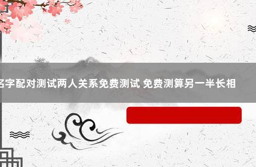 名字配对测试两人关系免费测试 免费测算另一半长相图