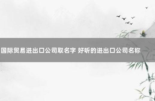 国际贸易进出口公司取名字 好听的进出口公司名称