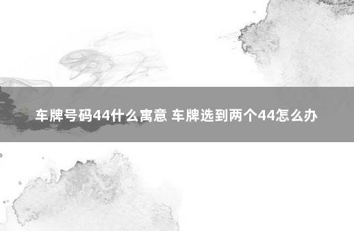 车牌号码44什么寓意 车牌选到两个44怎么办