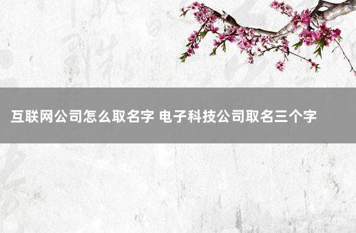 互联网公司怎么取名字 电子科技公司取名三个字