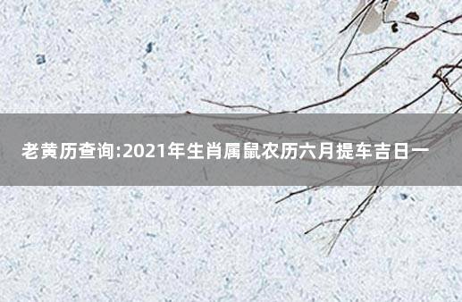 老黄历查询:2021年生肖属鼠农历六月提车吉日一览表 属鼠的人开什么车