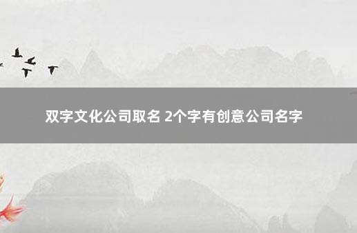 双字文化公司取名 2个字有创意公司名字