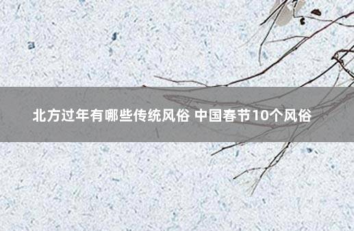 北方过年有哪些传统风俗 中国春节10个风俗