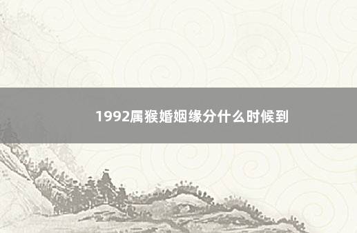 1992属猴婚姻缘分什么时候到